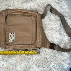 Fossil Tan Canvas Crossbody Sling Bag